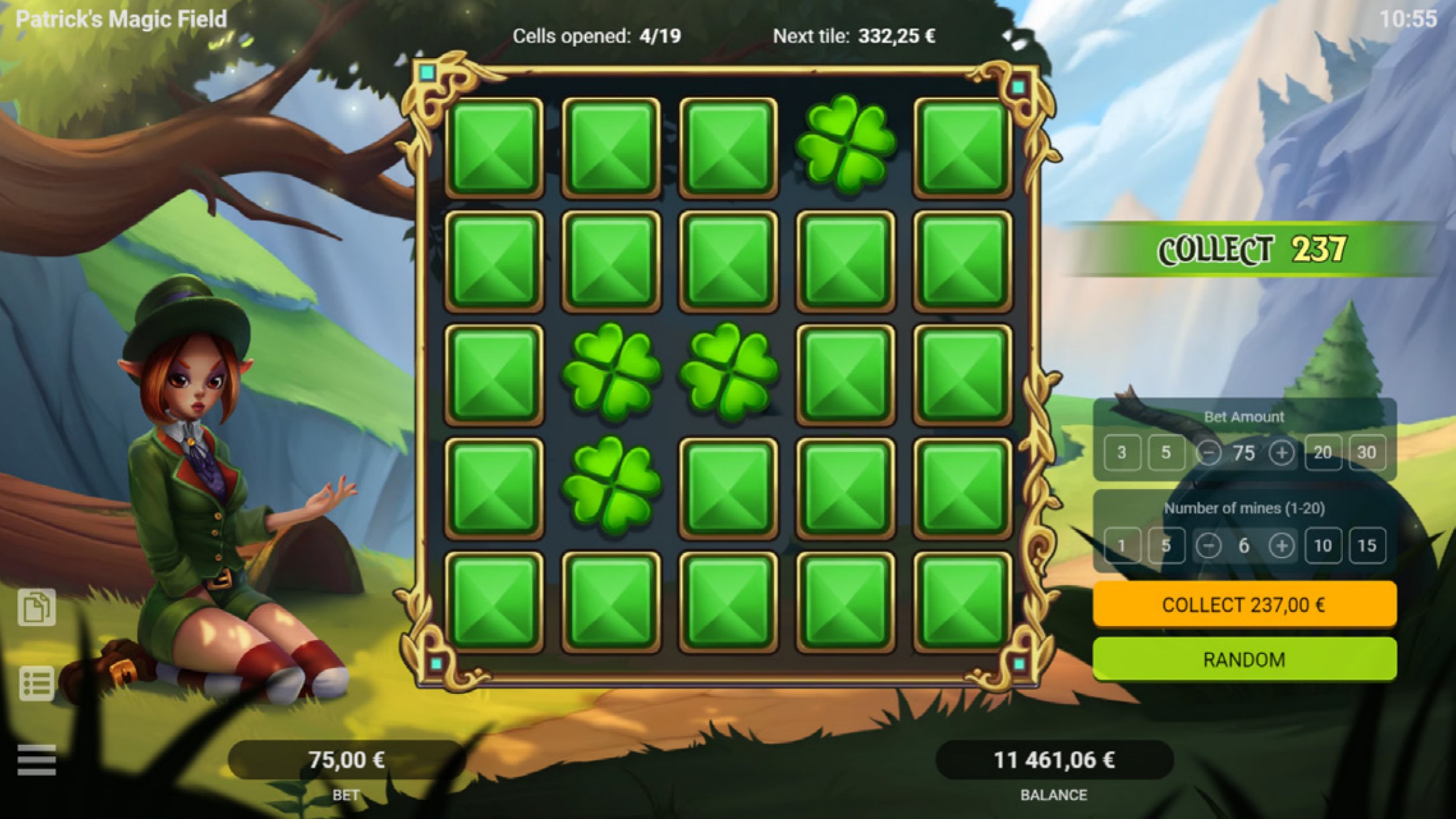 Interface de jogo Patrick Magic Field